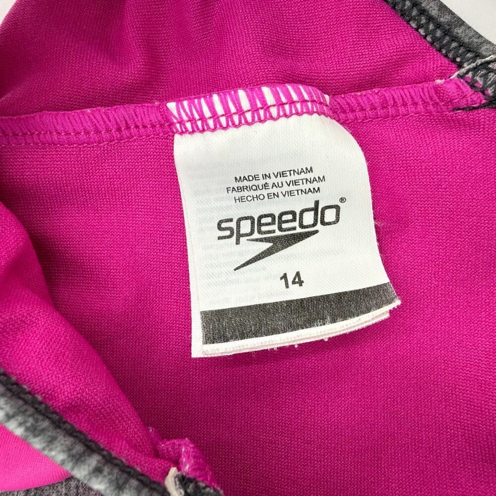 Speedo Girls Pink & Grey Halter One Piece Swimsuit Size 14 - Picture 4 of 5